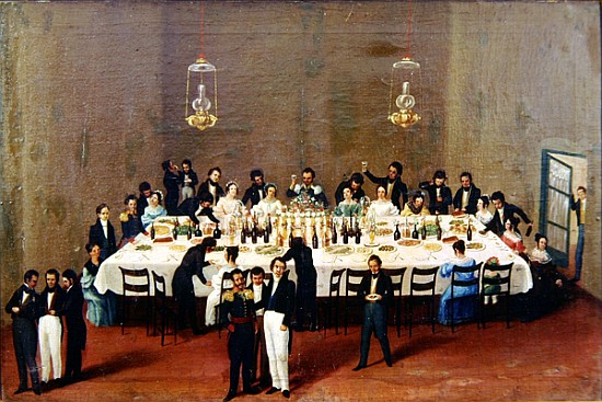 Banquet given at Oaxaca in honour of general Antonio Leon de Mexican School