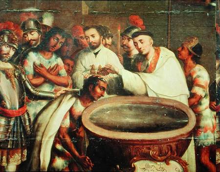 First Baptism of the Indians by the Dominicans de Mexican School