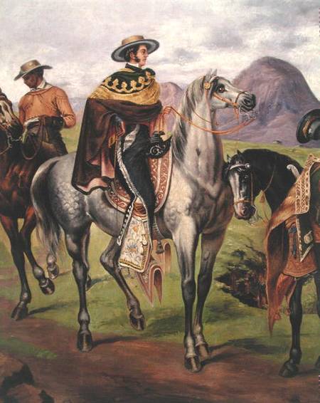 Mexican Horse Rider, Copy of a lithograph by Carlos Nobel de Mexican School