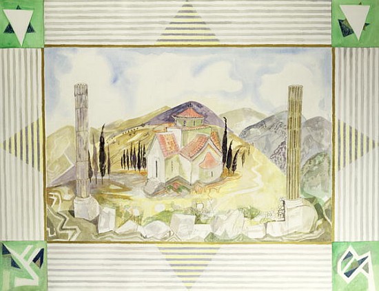 Temple in Hosios Lukas Country from the Greek Experience Series, 1989 (w/c)  de Michael  Chase