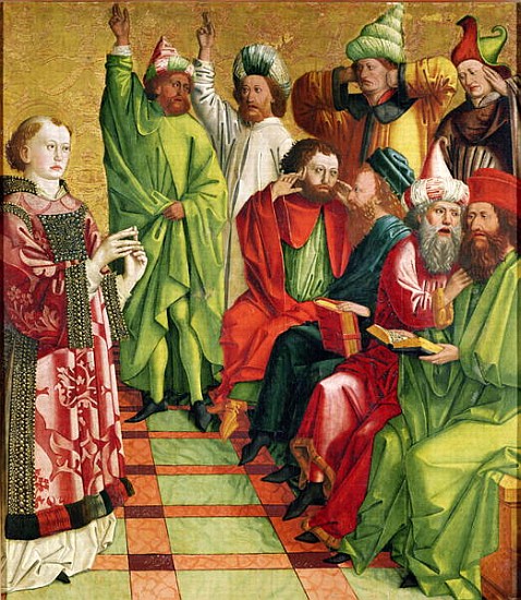 St. Stephen before the Judges, from the Altarpiece of St. Stephen, c.1470 de Michael Pacher