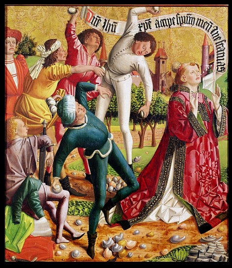 The Stoning of St. Stephen, from the Altarpiece of St. Stephen, c.1470 de Michael Pacher
