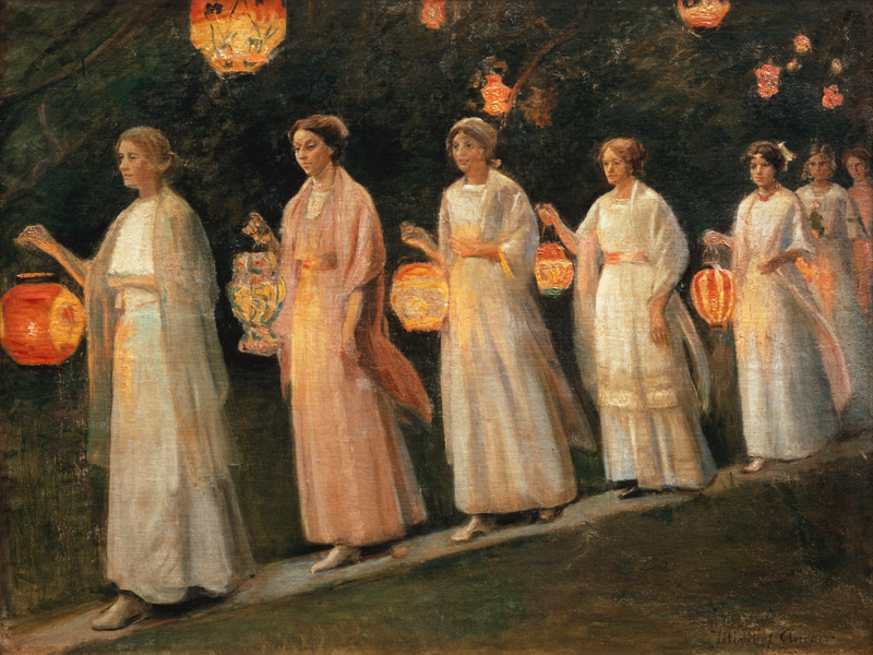 Garden party. The Chinese lantern move de Michael Peter Ancher