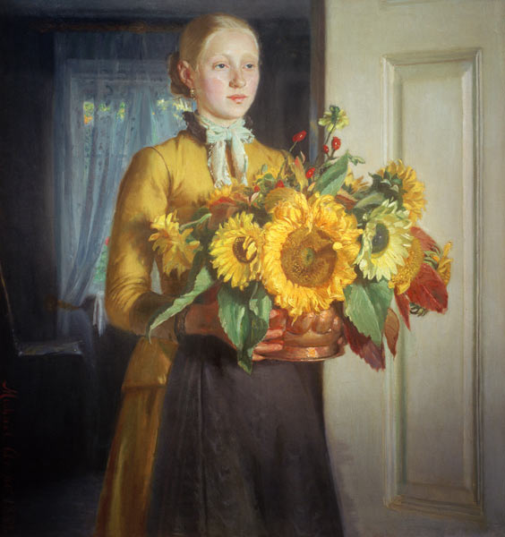 Mädchen mit Sonnenblumen de Michael Peter Ancher