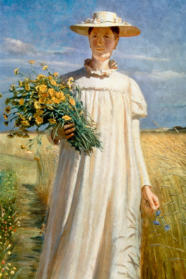Anna Ancher returning from Flower Picking de Michael Peter Ancher