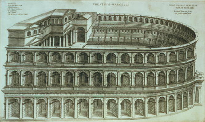 Plan of the Theatre of Marcellus, Rome, 1558 (engraving) de Michael Tramezini