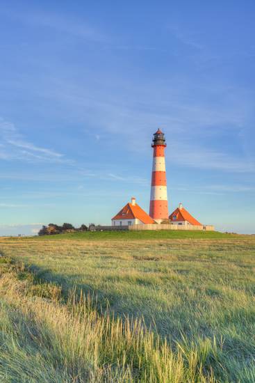 Leuchtturm Westerheversand in der Abendsonne