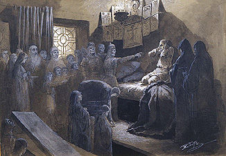 Iwan dem Schrecklichen erscheinen die Geister seiner Opfer. de Michail Konstantinowitsch Klodt