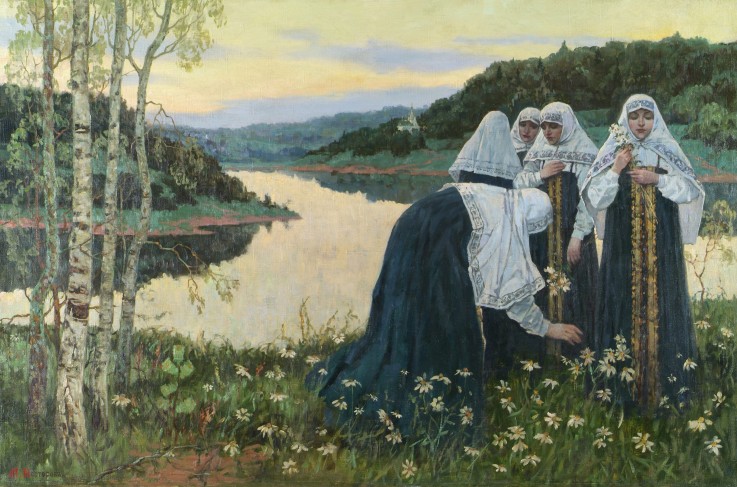 The novices on the shore de Michail Wassiljew. Nesterow