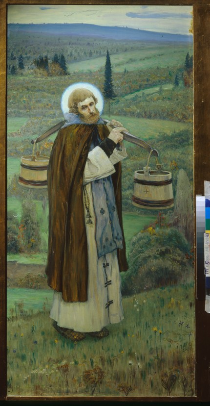 Saint Sergius' labours (Triptych, Left part) de Michail Wassiljew. Nesterow