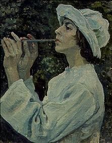 Woman with flute de Michail Wassiljew. Nesterow