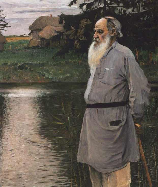 Portrait of the author Leo N. Tolstoy (1828-1910) de Michail Wassiljew. Nesterow