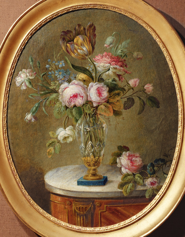 Vase of flowers on a table de Michel Bellange