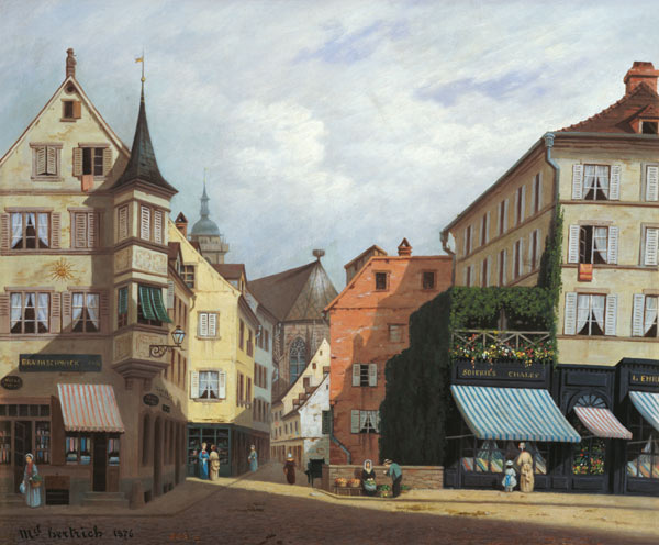 Maison Mathieu, Grand-Rue, Colmar, 1876 (oil on canvas) de Michel Hertrich