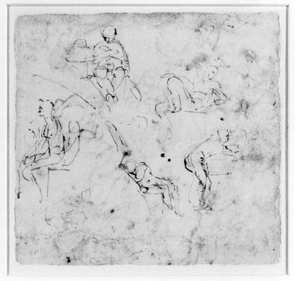Figure study, c.1511 (pen & ink on paper) de Miguel Ángel Buonarroti
