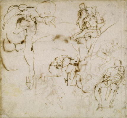 Study of Figures, c.1511 (pen & ink on paper) de Miguel Ángel Buonarroti