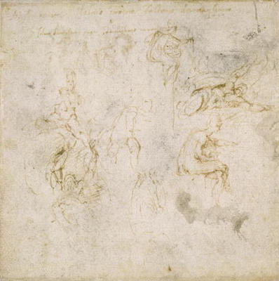 Study of Figures, c.1511 (pen & ink on paper) de Miguel Ángel Buonarroti