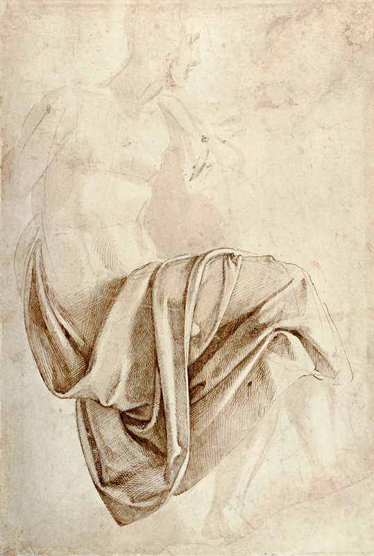 Inv. 1887-5-2-118 Recto (W.10) Study of drapery de Miguel Ángel Buonarroti