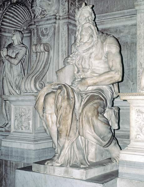 Moses, sculpture from the tomb of Pope Julius II (1453-1513) 1513-16 (marble)  de Miguel Ángel Buonarroti