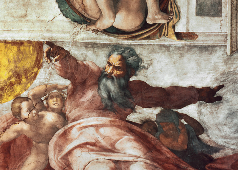 Sistine Chapel Ceiling: Creation of the Sun and Moon, 1508-12 (detail of 183097) de Miguel Ángel Buonarroti
