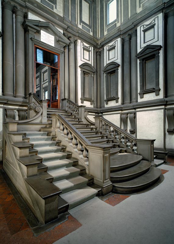Staircase in the entrance hall of the Laurentian Library, completed by Bartolomeo Ammannati (1511-92 de Miguel Ángel Buonarroti