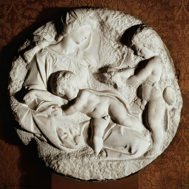Tondo Taddei circular stone sculptured panel by Michelangelo Buonarroti (1475-1564) de Miguel Ángel Buonarroti