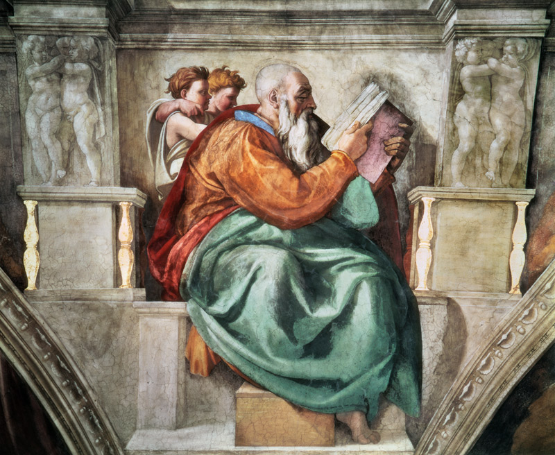 (Zacharias part a Sistine chapel) de Miguel Ángel Buonarroti