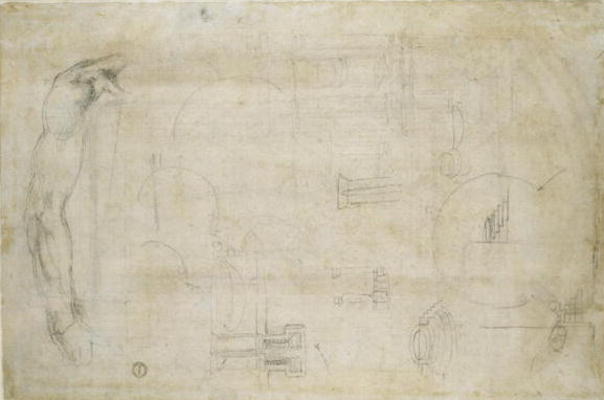 Architectural studies, c.1538-50 (black chalk on paper) de Miguel Ángel Buonarroti