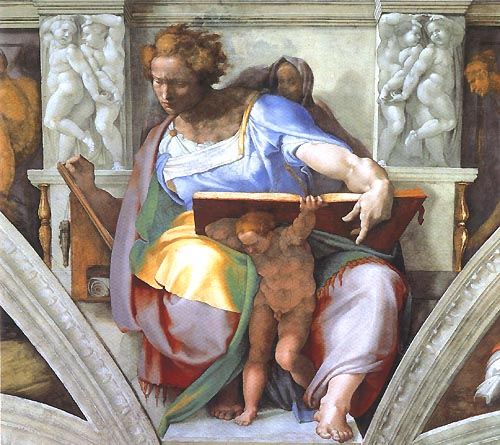 (Daniel part a Sistine chapel) de Miguel Ángel Buonarroti