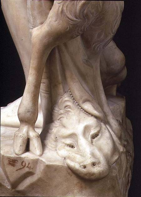 The Drunkenness of Bacchus, detail of a panther's head, sculpture by Michelangelo Buonarroti (1475-1 de Miguel Ángel Buonarroti