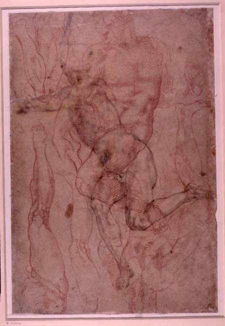 Figure Study, red chalk de Miguel Ángel Buonarroti