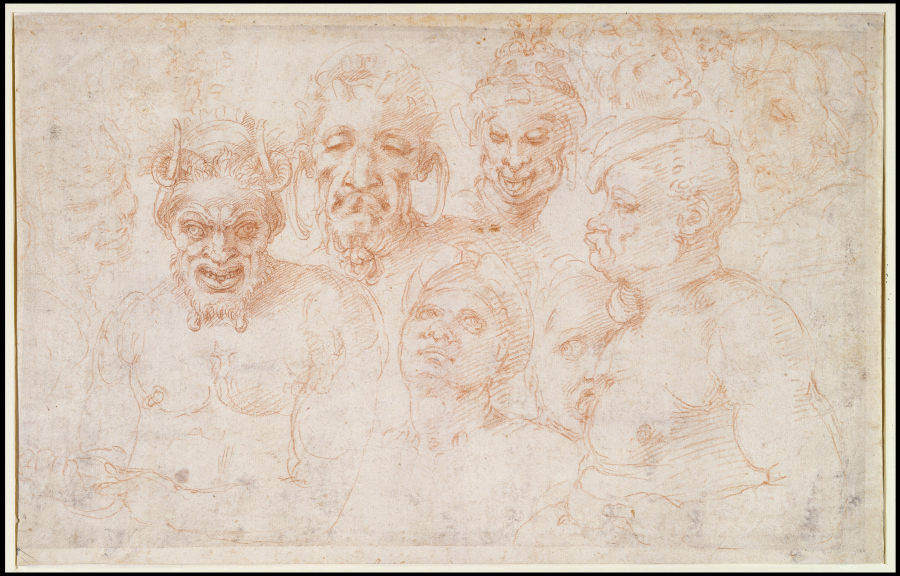Grotesque heads and further studies de Miguel Ángel Buonarroti
