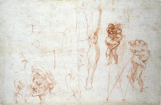Hercules and Antaeus and other Studies, c.1525-28 de Miguel Ángel Buonarroti