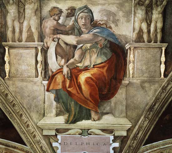 (Delphic Sibylle part a Sistine chapel) de Miguel Ángel Buonarroti