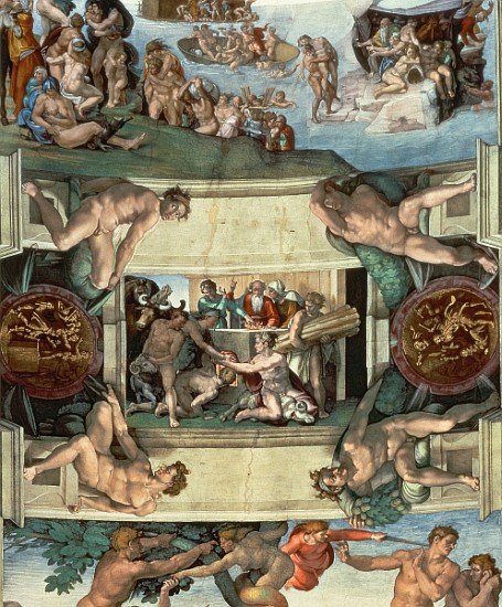 Sistine Chapel Ceiling (1508-12): The Sacrifice of Noah, 1508-10 de Miguel Ángel Buonarroti