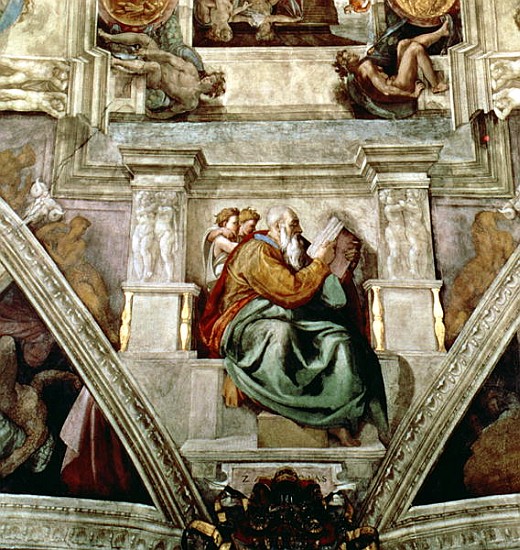 Sistine Chapel Ceiling, 1508-12 (detail of 177197) de Miguel Ángel Buonarroti