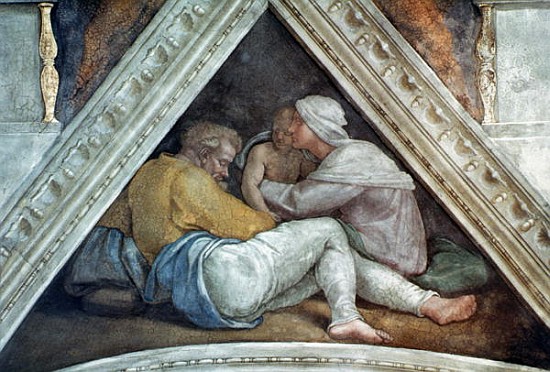 Sistine Chapel Ceiling: The Ancestors of Christ (pre restoration) de Miguel Ángel Buonarroti