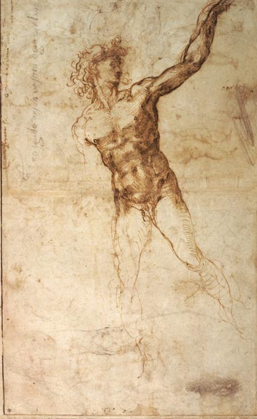Sketch of a Nude Man (W. 4 recto) de Miguel Ángel Buonarroti