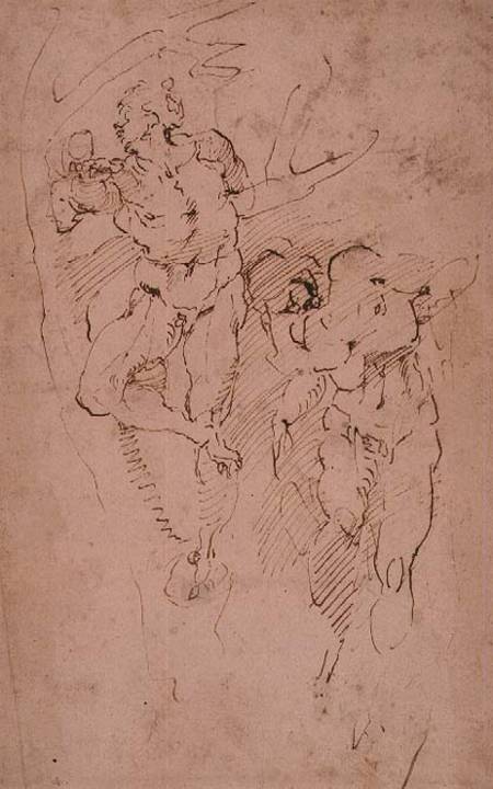 Studies of Male Nudes (ink) Inv.9/15/539 (W.12) de Miguel Ángel Buonarroti