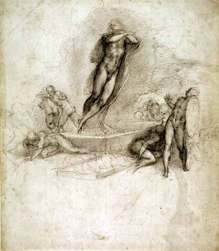 Study for an Ascension (pencil on paper) de Miguel Ángel Buonarroti