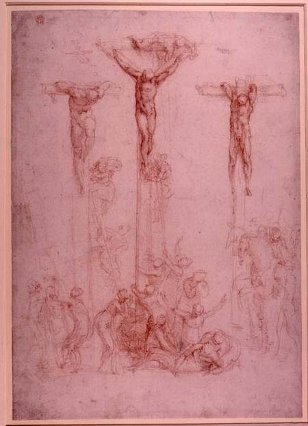 Study of Three Crosses (red chalk) Inv.1860/6/16/3 Recto (W.32) de Miguel Ángel Buonarroti