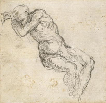 Study of a male nude, c.1511 (pen & black chalk on paper) de Miguel Ángel Buonarroti