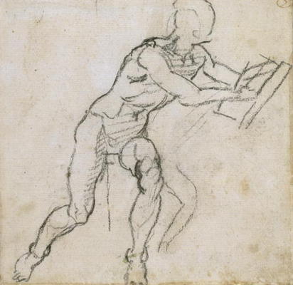 Study of a seated male nude, c.1511 (black chalk on paper) de Miguel Ángel Buonarroti