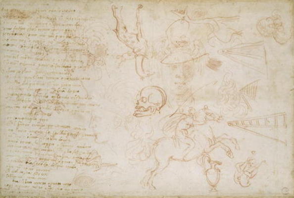 Study of heads and animals, c.1525 (red chalk & pen on paper) de Miguel Ángel Buonarroti