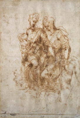 Study of St. Anne, after Leonardo Da Vinci's 'Anne', c.1502 (pen & ink on paper) de Miguel Ángel Buonarroti