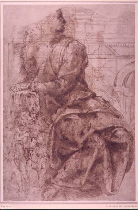 Study of Sibyl (ink) Inv.5/2/115 Recto (W.29) de Miguel Ángel Buonarroti