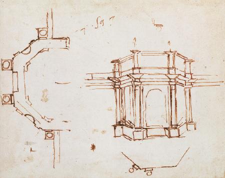 W.24r Architectural sketch (pen & ink)