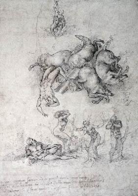 The Fall of Phaethon, black chalk