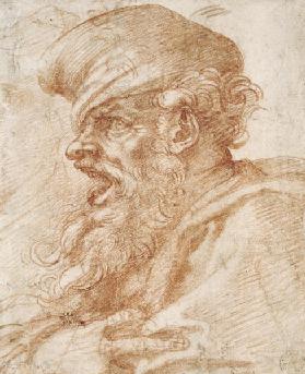 Head of a Bearded Man Shouting