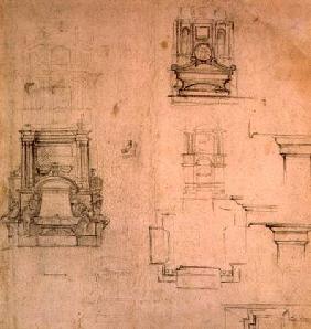 Inv. 1859 6-25-545. R. (W. 25) Designs for tombs (red chalk)